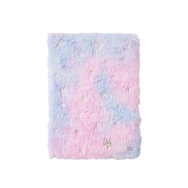 A5 Notebook Cute Plush Fluffy Covered Diary Notepad Gradient Colored Softcover for Girls Embroidery Private Writing Drawing Note Taking Journal A5 Lined 8