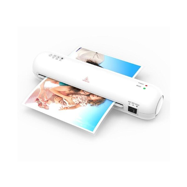 Desktop Laminator Machine Set A4 Size Hot and Cold Lamination 2 Roller System 9 inches Max Width with Paper Cutter Trimmer Rounder Hole Puncher Binding Hoo