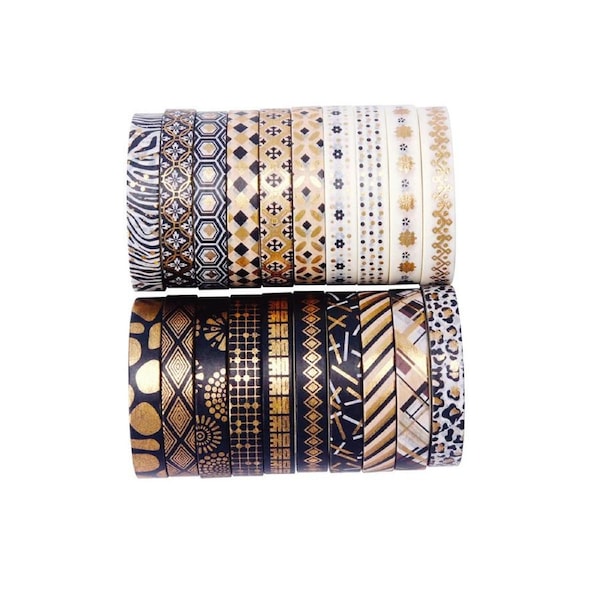 20 Rolls Slim Gold Foil Washi Tape Set Decorative Washi Masking Tapes 7mm Wide Adhesive Tape Label Sticker for DIY Arts & Crafts Scrapbooking Journals Plan