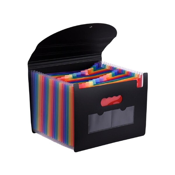 24 Pockets Expanding File Folder with Cover Accordian File Organizer A4 Letter Size Document Organizer Rainbow Color for Home Office School