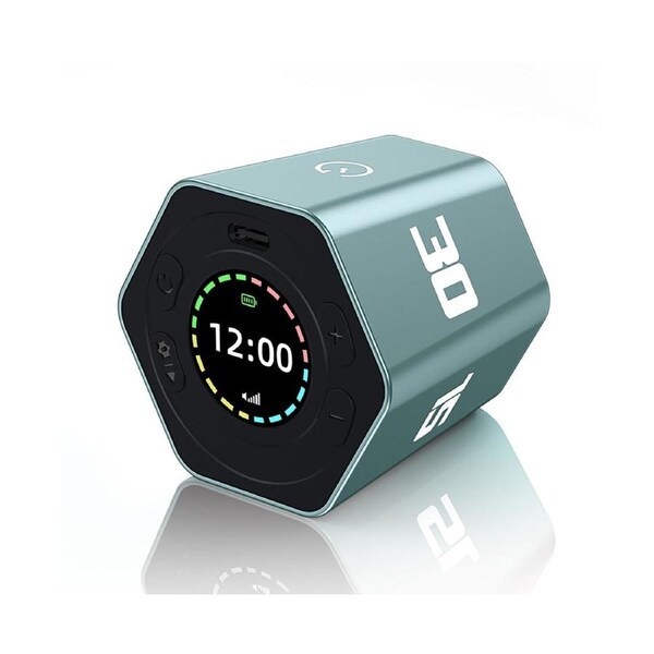 Portable Cube Timer Gravity Sensor Rotating Timer Count Up/Down Function Clock 3/5/10/15/30 Minutes and Custom with LED Screen Vibrate and Sound Alarm Sil
