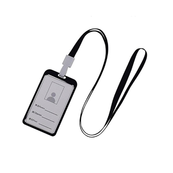 Vertical Style Aluminum Alloy ID Name Card Case Business Work Card Badge Holder with Lanyard