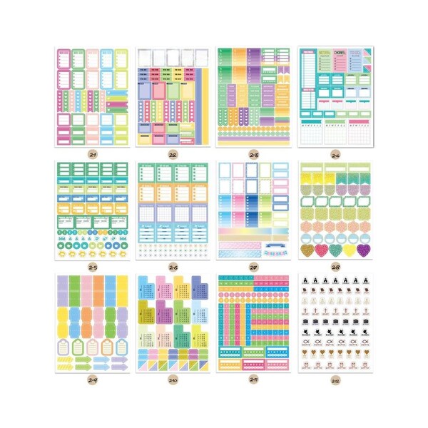 12 Sheets Essentials Planner Sticker Weekly Daily Schedule Sticker Planner Sticky Notes for DIY Calendar Planner Journal Decoration