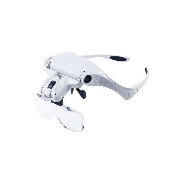 Head Mount Magnifier with LED Lights Magnifying Headband Glasses 5 Replaceable Lenses for Reading Close Work Jewelry Loupe Watch Repair (1.0X, 1.5X, 2.0X,