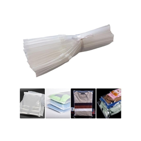 50pcs Packaging Bags Frosted Bag Zipper Plastic Bag Poly Bags Resealable Slider Closure Storage Bag Pouch for T Shirts Clothes Make up Organizer