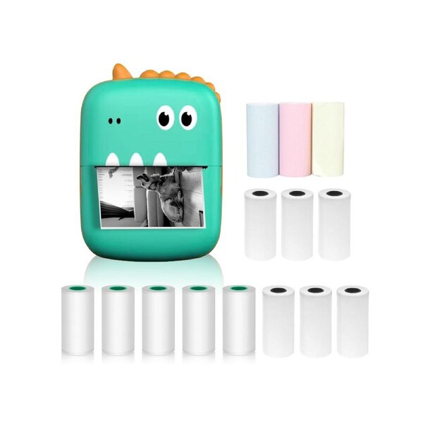 Mini Thermal Printer Multifunction Portable Sticker Maker Instant Photo Inkless Printing Support BT Connection for Smartphone with 9 Paper Rolls 57mm + 5 S