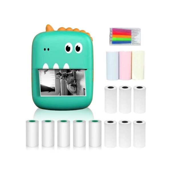 Mini Thermal Printer Multifunction Portable Sticker Maker Instant Photo Inkless Printing Support BT Connection for Smartphone with 9 Paper Rolls 57mm + 5 S