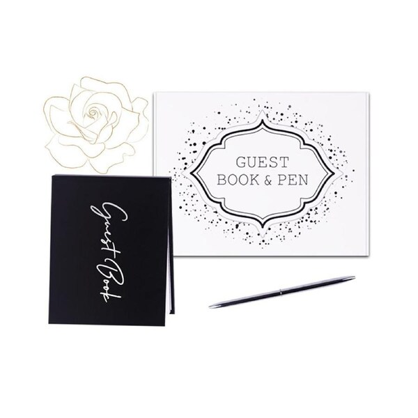 Elegant Wedding Guest Book Set Includes Pen & Guest Sign In Card 100 Pages for Engagements/Parties/Baby Showers/Anniversaries/ Birthdays/ Bridal Showers/Gr