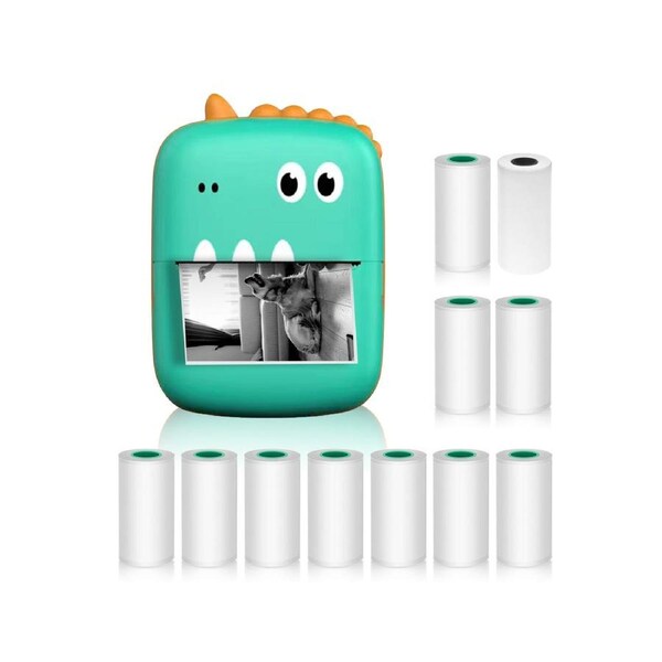 Mini Thermal Printer Multifunction Portable Sticker Maker Instant Photo Inkless Printing Support BT Connection for Smartphone with 1 Paper Roll 57mm + 10 S