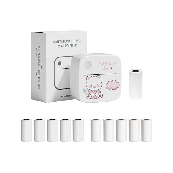 Mini Pocket Printer Portable Thermal Instant Photo Printing Label Maker Machine BT Wireless Connect Compatible with Android or iOS APP Support Receipt Lab