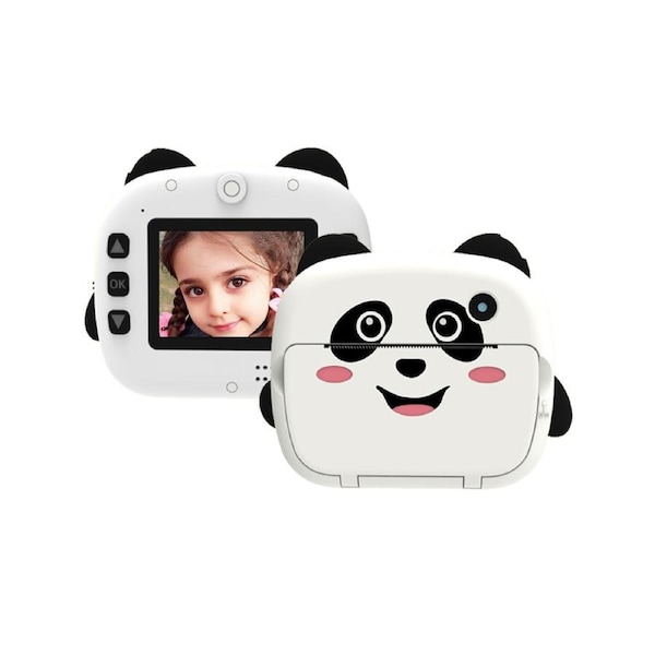 Portable Children Instant Thermal Print Camera 2.4 Inch Screen 1080P Digital Camera Photo Selfie 1080P FHD Video Thermal Inkless Printing 3 Rolls White Pri