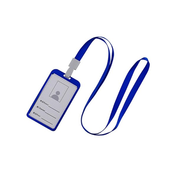 Vertical Style Aluminum Alloy ID Name Card Case Business Work Card Badge Holder with Lanyard