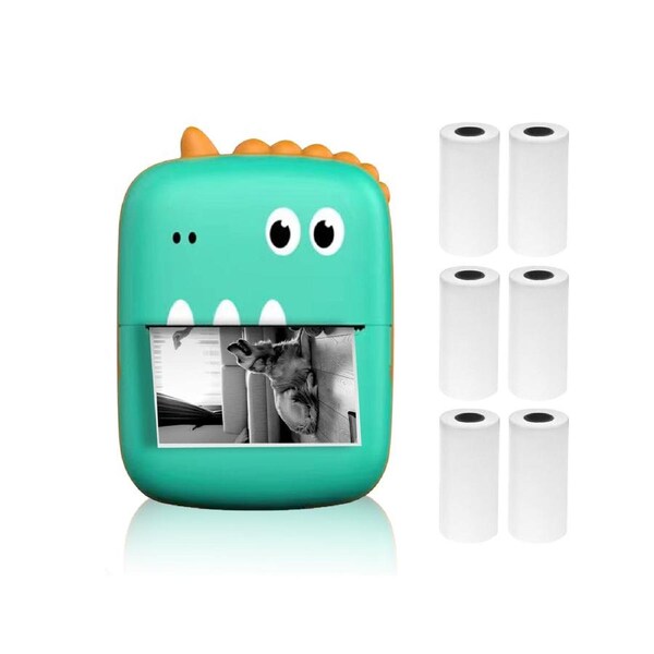 Mini Thermal Printer Multifunction Portable Sticker Maker Instant Photo Inkless Printing Support BT Connection for Smartphone with 6 Paper Rolls 57mm Compa