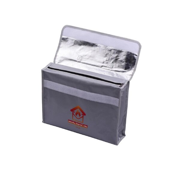 Fireproof Document Bag Large Size Fire & Water Resistant Money Bag Safety Box Zipper Closure with Shoulder Strap Storage Bag Pouch for Cash File Passport