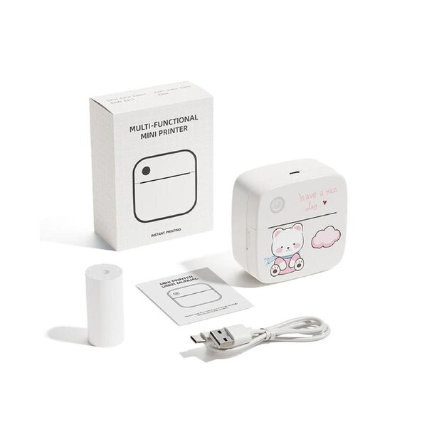 Mini Pocket Printer Portable Thermal Instant Photo Printing Label Maker Machine BT Wireless Connect Compatible with Android or iOS APP Support Receipt Lab