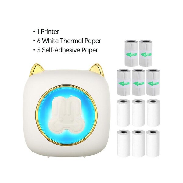 Mini Pocket Printer Portable Thermal Printer Wireless BT Connection 203DPI for Picture Label DIY Handcraft List Meno Notes Journal Receipt Paper Instant St
