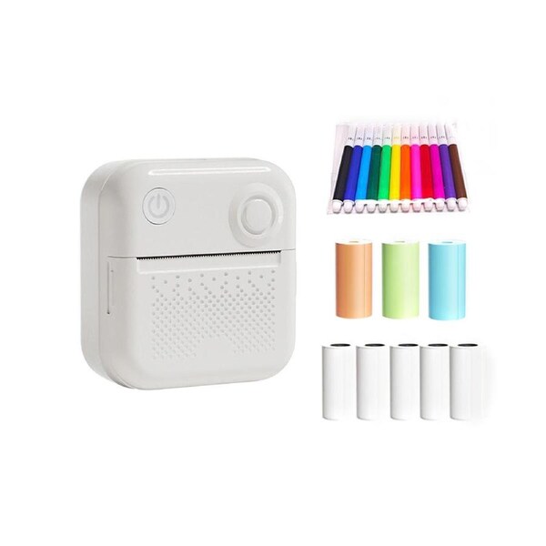 Mini Pocket Printer Portable Thermal Instant Photo Printing Label Maker Machine BT Wireless Connect Compatible with Android or iOS APP Support Receipt Labe