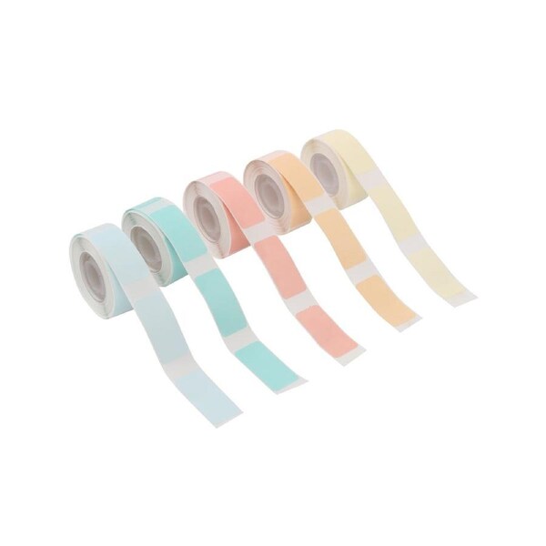 AIMO 5pcs Thermal Label Paper Roll for Q30 Label Maker Thermal Printer Continuous Adhesive Tag Waterproof Tear Resistant Oil-Proof Barcode Price Name Blank