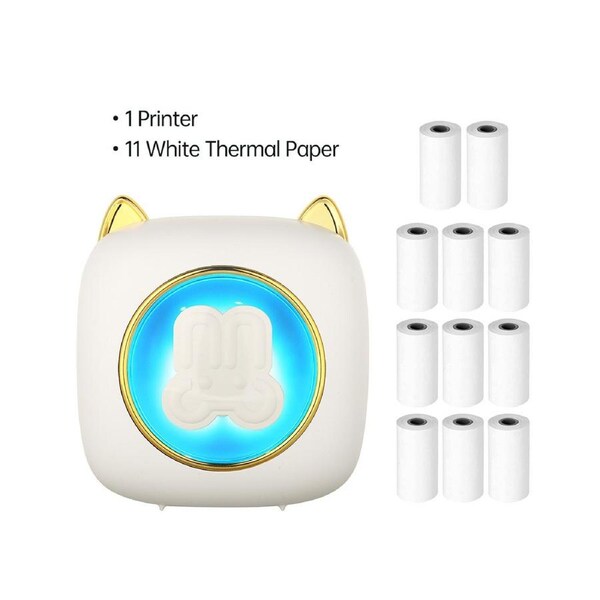 Mini Pocket Printer Portable Thermal Printer Wireless BT Connection 203DPI for Picture Label DIY Handcraft List Meno Notes Journal Receipt Paper Instant St