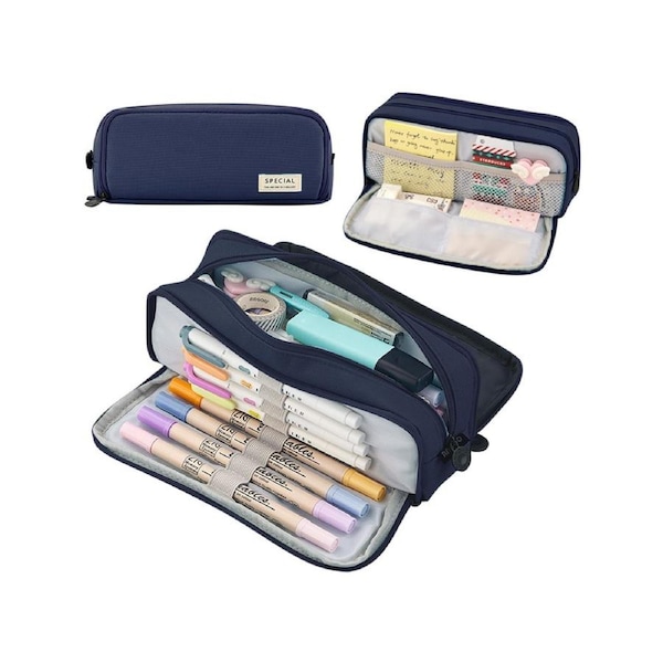 Pencil Case Large Capacity Pencil Pouch Box Stationery Zipper Pocket for School Home Storage Multilayer Pocket Office Organizer Gift for Men Women Kids Chi