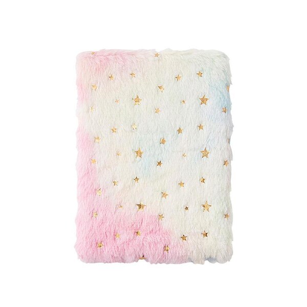 A5 Notebook Cute Plush Fluffy Covered Diary Notepad Gradient Colored Softcover for Girls Embroidery Private Writing Drawing Note Taking Journal A5 Lined 8