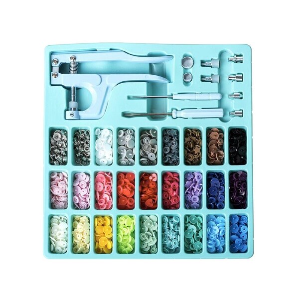 Plastic and Metal Snap Buttons with Snaps Pliers Set,300 Sets Plastic and Metal Snap Buttons for Sewing and Crafting (Blue)