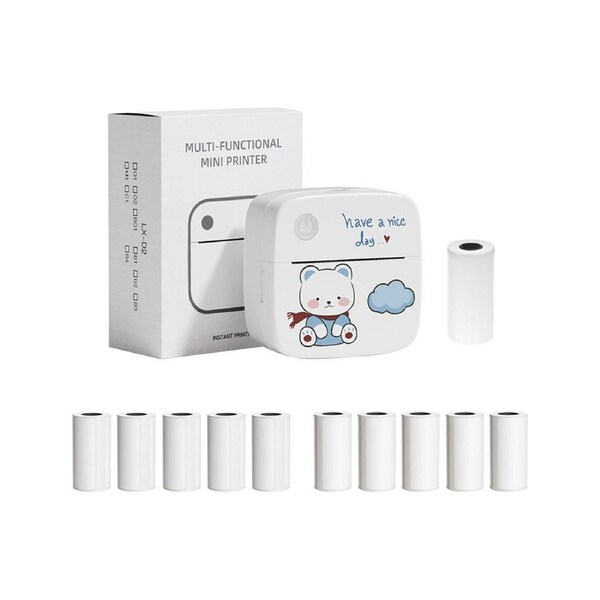 Mini Pocket Printer Portable Thermal Instant Photo Printing Label Maker Machine BT Wireless Connect Compatible with Android or iOS APP Support Receipt Lab