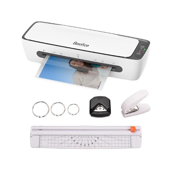 Bisofice SL688 Desktop Laminator Machine Set A4 Size Multifunctional Hot and Cold Lamination 2 Roller System 9 inches Max Width with Paper Cutter Trimmer R