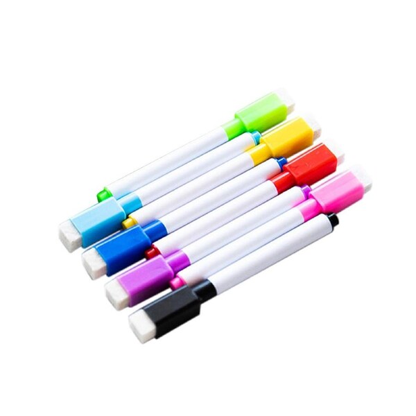 8 Colors Dry Erase Markers with Eraser Cap Home Office Classroom Portable Low Odor Whiteboard Pen Set for Glass/Whiteboard/Plastics/Porcelain