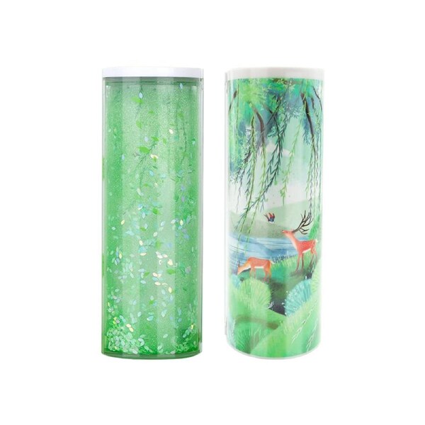 NBX Pencil Cases Multifunctional Standing Quicksand Pencil Case Organizer Double Layer Cylindrical Cute Pen Bag Holder with Mirror Erasable Notepad Calcu