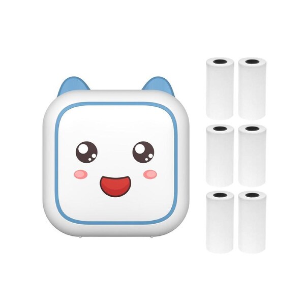 Mini Thermal Printer Multifunction Portable Sticker Maker Instant Photo Inkless Printing Support BT Connection for Smartphone with 6 Paper Roll 57mm Compat