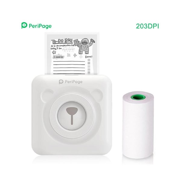 PeriPage Mini Pocket All-in-One Thermal Printer Wireless BT Picture Photo Label Memo Receipt Paper Printer AR Photo Function with USB Cable Support for And