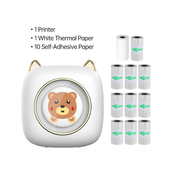 Mini Pocket Printer Portable Thermal Printer Wireless BT Connection 203DPI for Picture Label DIY Handcraft List Meno Notes Journal Receipt Paper Instant St