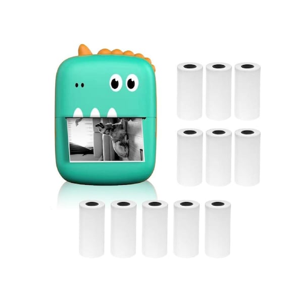 Mini Thermal Printer Multifunction Portable Sticker Maker Instant Photo Inkless Printing Support BT Connection for Smartphone with 11 Paper Rolls 57mm Comp