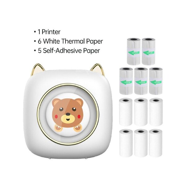 Mini Pocket Printer Portable Thermal Printer Wireless BT Connection 203DPI for Picture Label DIY Handcraft List Meno Notes Journal Receipt Paper Instant St