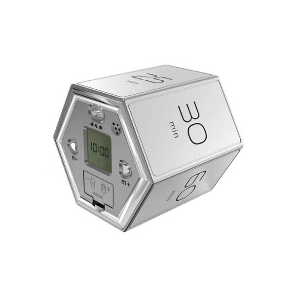 Multi-Hexagon Cube Timer Gravity Sensor Digital Timer with LED Screen Sound Alarm Silent Operation 1/5/10/25/30/60 Minutes and Self-customize 1-99min for K