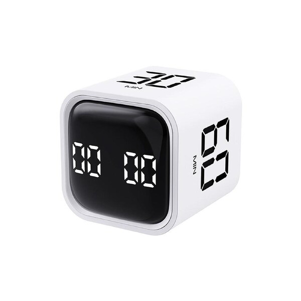 Portable Cube Timer Gravity Sensor Rotating Timer Count Up/Down Function Clock 5/10/30/60 Minutes and Custom with LED Screen Vibrate and Sound Alarm Silent