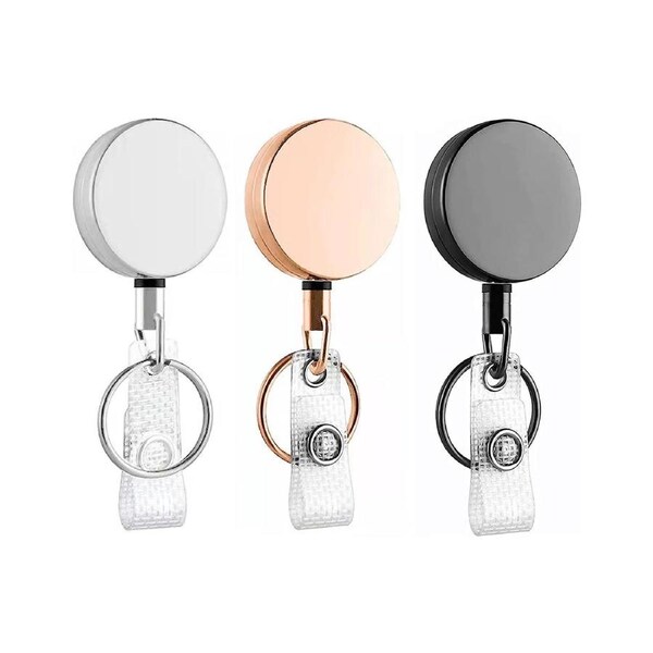 3pcs Retractable Badge Holder Metal Card Key Ring Clip and ID Lanyard 60CM Steel Wire Rope Extendable Durable Belt Reel for Name Tag Card Gift for Doctor