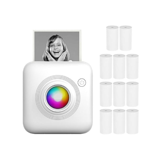 Mini Pocket Printer Portable 58mm Thermal Printer Machine Wireless BT Connection for Picture Label DIY Handcraft List Memo Notes Journal Receipt Paper Inst