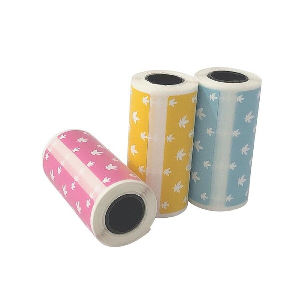 Cute Cartoon Direct Thermal Labels Roll 57*30mm(2.17*1.18in) Strong Adhesive Sticker Clear Printing for PeriPage A6 Pocket BT Thermal Printer, 3 Rolls
