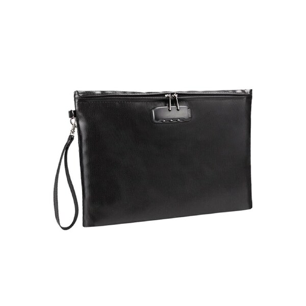 Fireproof Document Bag with Lock Money Safety Organizer Zipper Closure Storage Pouch Pocket with 10 Cards Slot for for A4 Documents File Cash Passport