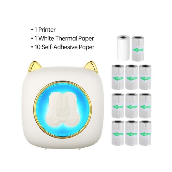 Mini Pocket Printer Portable Thermal Printer Wireless BT Connection 203DPI for Picture Label DIY Handcraft List Meno Notes Journal Receipt Paper Instant St