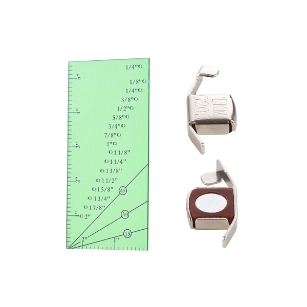 Seam Allowance Ruler and 2 Magnetic Seam Guide for Sewing Machine 1/8” to 2” Straight Line Hems Sewing Ruler for Sewing Gauge with 1/4” Pivot Point and 45