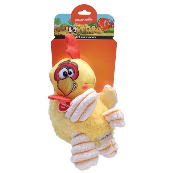Paws & Claws 28cm Loony Farm Dog/Pet Plush Squeker Interactive Toys Assorted