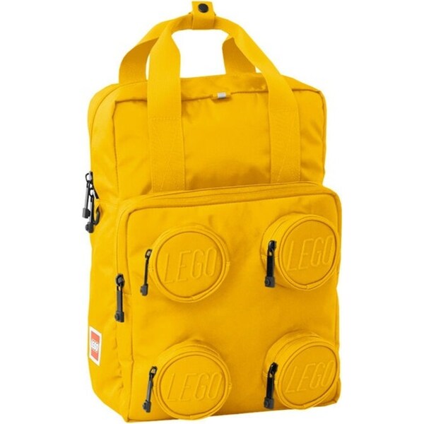 Lego Brick 2x2 Backpack School/Office Zippered Bag Unisex 37cm Bright Yellow