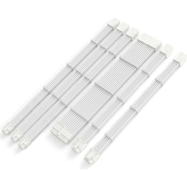 Cruxtec PPS6-BK Sleeved Extension Cable Kit Core 18AWG w/ Buckle Set White