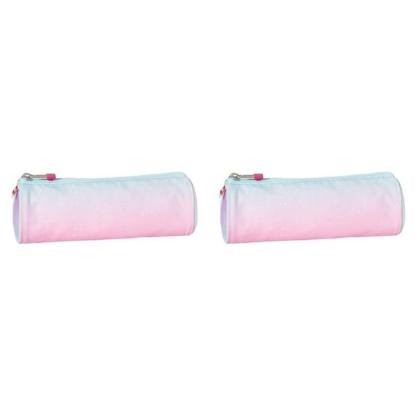 2x Lego Round Pencil Roll Case Holder Storage Organiser Stationery Sparkle 23cm