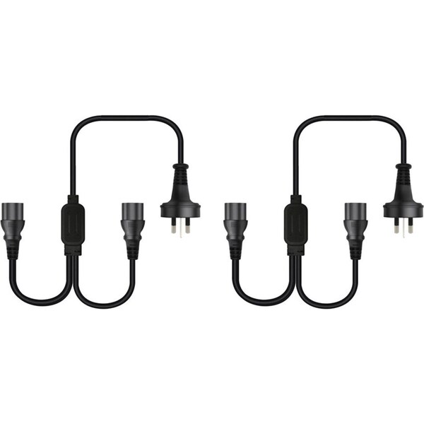 2x Cruxtec 3 Pin AU Male to 2x Female IEC-C13 Y-Splitter Power Cable 3m Black
