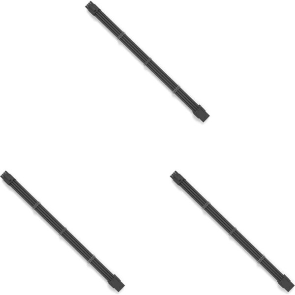 3x Cruxtec PP-8PT8-30BK EPS 8Pin Female to 8Pin Male Cable Cord 30cm Black