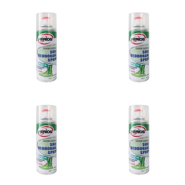 4x Herios HM003 Shoe Deodorant Spray Odour Remover Sneaker Freshener 200ml